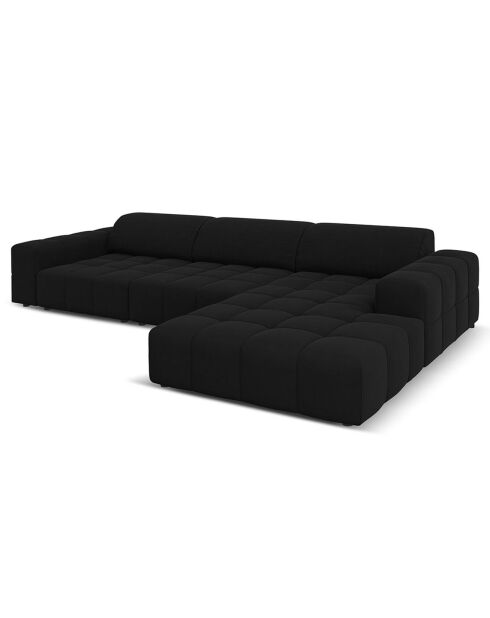 Canapé d'angle Droit Velours Luc 4 Places noir - 284x166x70 cm