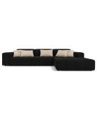 Canapé d'angle Droit Velours Luc 4 Places noir - 284x166x70 cm