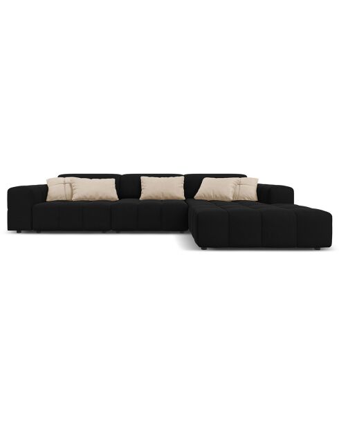 Canapé d'angle Droit Velours Luc 4 Places noir - 284x166x70 cm