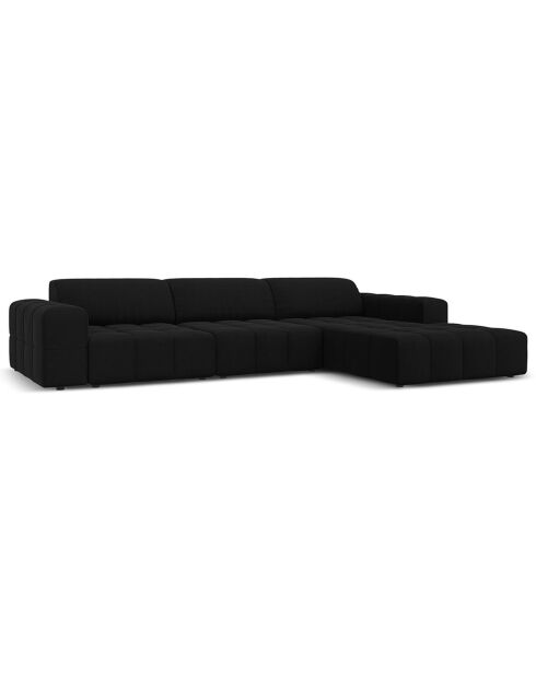 Canapé d'angle Droit Velours Luc 4 Places noir - 284x166x70 cm