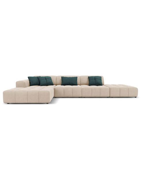 Canapé d'angle Gauche Velours Luc 5 Places beige - 341x166x70 cm