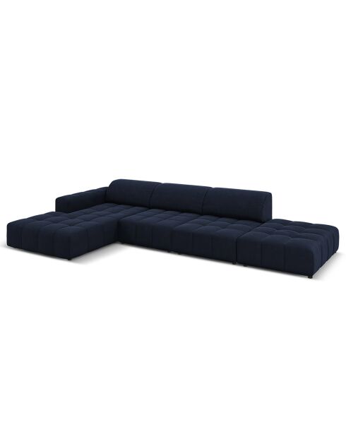 Canapé d'angle Gauche Velours Luc 5 Places bleu foncé - 341x166x70 cm