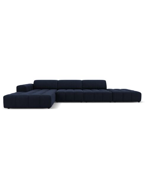 Canapé d'angle Gauche Velours Luc 5 Places bleu foncé - 341x166x70 cm