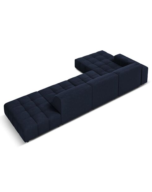 Canapé d'angle Gauche Velours Luc 5 Places bleu foncé - 341x166x70 cm