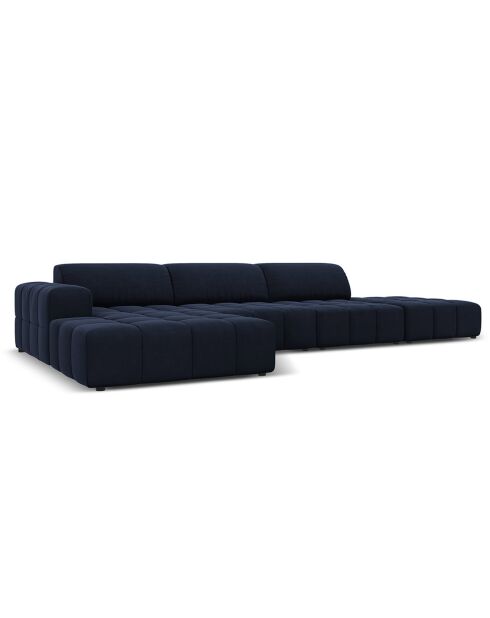 Canapé d'angle Gauche Velours Luc 5 Places bleu foncé - 341x166x70 cm