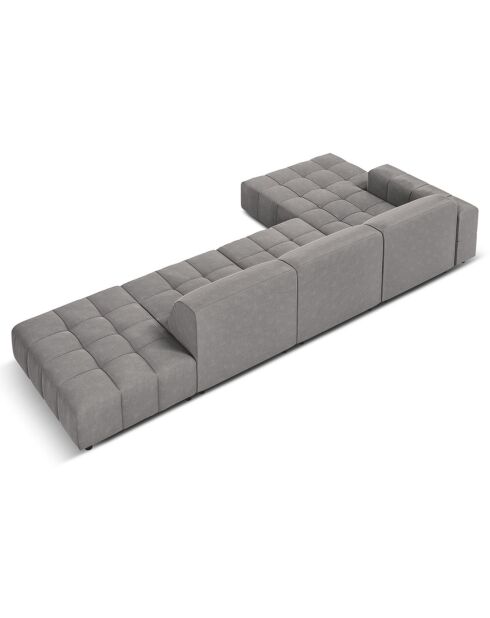 Canapé d'angle Gauche Velours Luc 5 Places gris clair - 341x166x70 cm