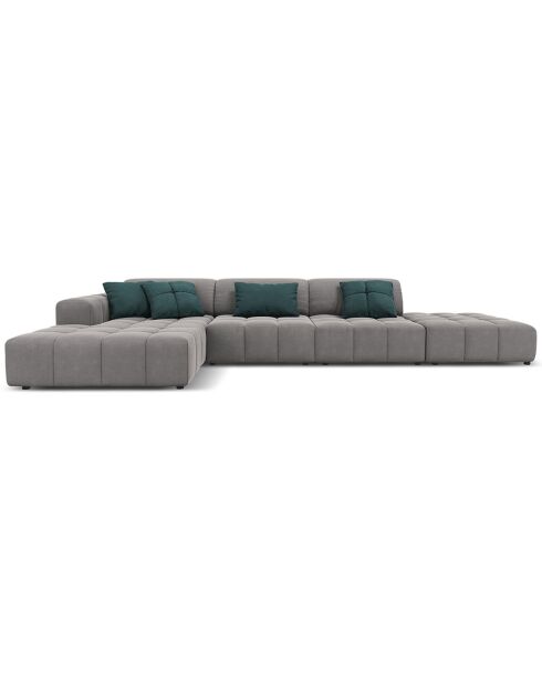 Canapé d'angle Gauche Velours Luc 5 Places gris clair - 341x166x70 cm