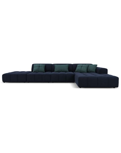 Canapé d'angle Droit Velours Luc 5 Places bleu foncé - 341x166x70 cm