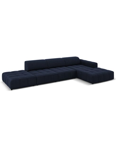 Canapé d'angle Droit Velours Luc 5 Places bleu foncé - 341x166x70 cm