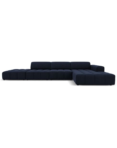 Canapé d'angle Droit Velours Luc 5 Places bleu foncé - 341x166x70 cm