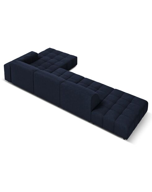 Canapé d'angle Droit Velours Luc 5 Places bleu foncé - 341x166x70 cm