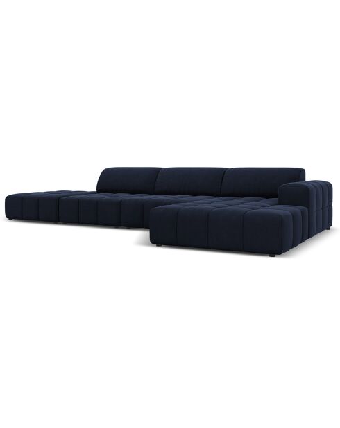Canapé d'angle Droit Velours Luc 5 Places bleu foncé - 341x166x70 cm