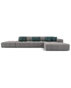Canapé d'angle Droit Velours Luc 5 Places gris clair - 341x166x70 cm