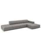 Canapé d'angle Droit Velours Luc 5 Places gris clair - 341x166x70 cm