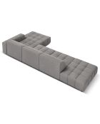 Canapé d'angle Droit Velours Luc 5 Places gris clair - 341x166x70 cm