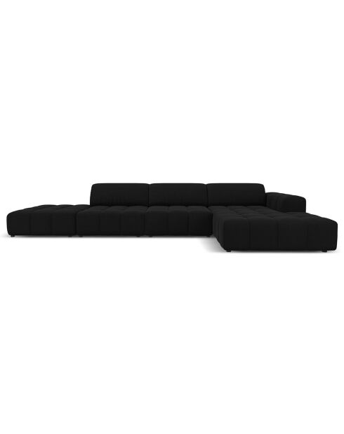 Canapé d'angle Droit Velours Luc 5 Places noir - 341x166x70 cm