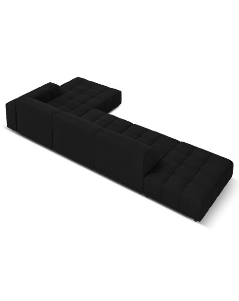Canapé d'angle Droit Velours Luc 5 Places noir - 341x166x70 cm