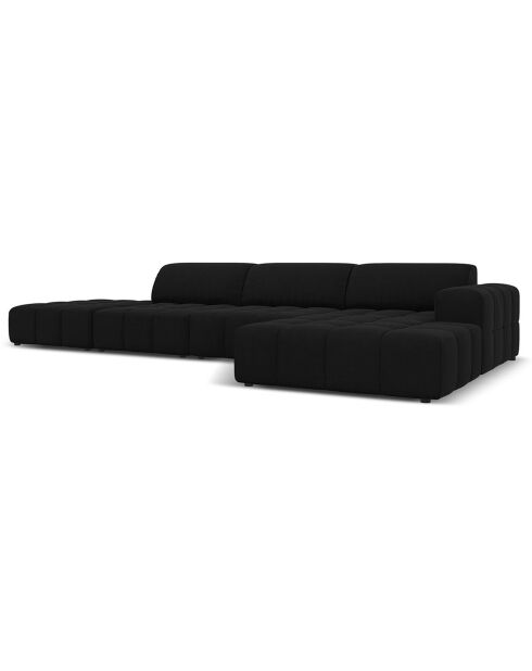 Canapé d'angle Droit Velours Luc 5 Places noir - 341x166x70 cm