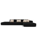 Canapé d'angle Droit Velours Luc 5 Places noir - 341x166x70 cm