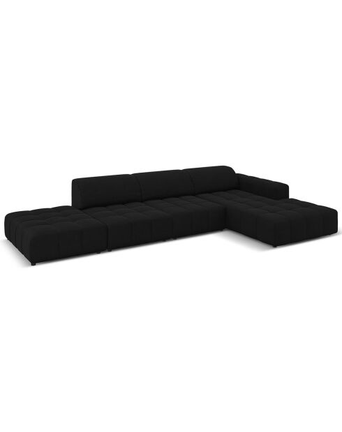 Canapé d'angle Droit Velours Luc 5 Places noir - 341x166x70 cm