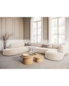 Canapé d'angle Panoramique gauche Velours Charles 7 Places beige - 366x273x69 cm