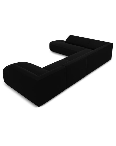 Canapé d'angle Panoramique gauche Velours Charles 7 Places noir - 366x273x69 cm