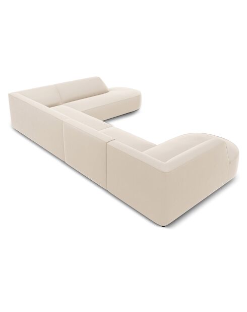 Canapé d'angle Panoramique droit Velours Charles 7 Places beige - 366x273x69 cm