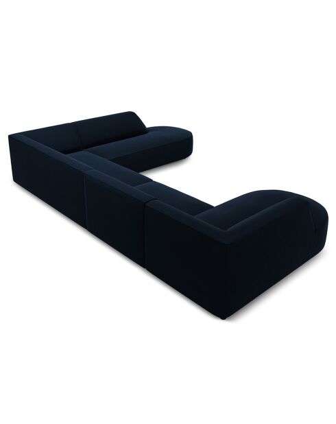 Rechterhoekbank Panoramisch Velvet Charles 7-zits donkerblauw - 366x273x69 cm