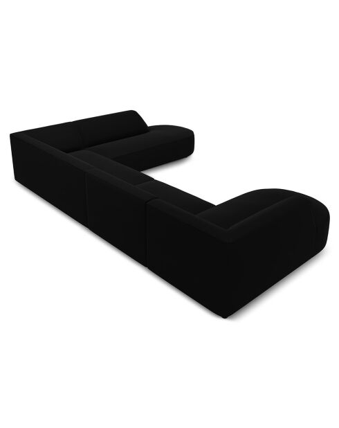 Canapé d'angle Panoramique droit Velours Charles 7 Places noir - 366x273x69 cm