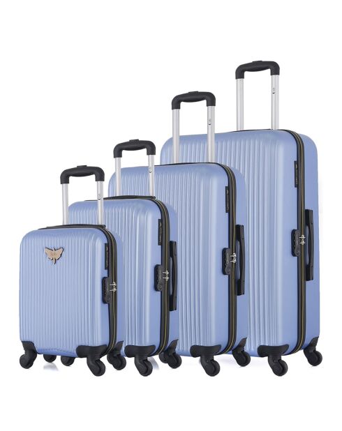 4 blauwe Agata-M 75/65/55/46 cm enkele koffers met 4 wielen