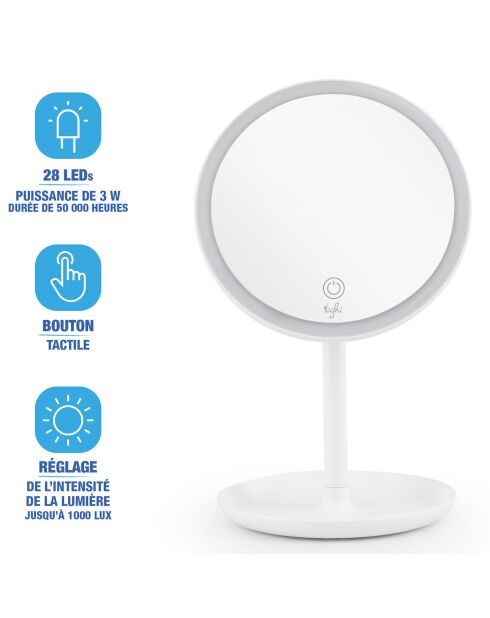 Miroir avec LED blanc - D.20 cm