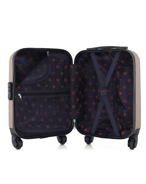 XXS Cabinekoffer met 4 enkele wielen Agata 46 cm beige