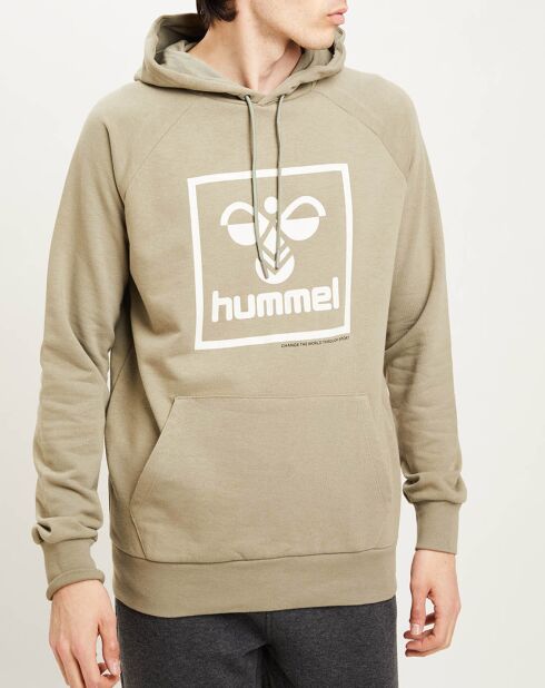 Sweat à capuche en Coton mélangé logo kaki clair