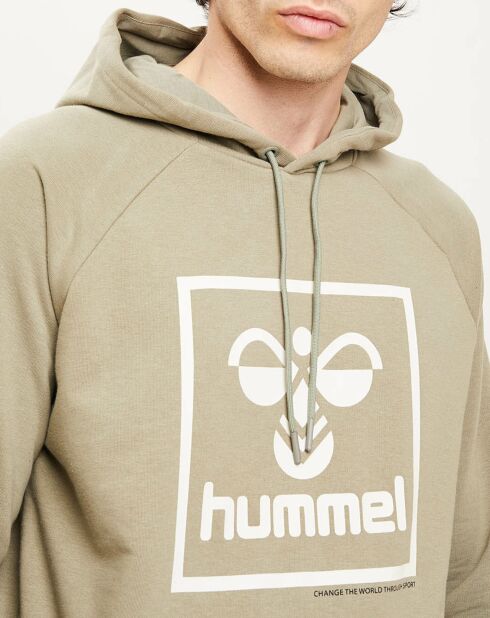 Sweat à capuche en Coton mélangé logo kaki clair