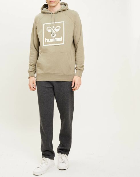 Sweat à capuche en Coton mélangé logo kaki clair
