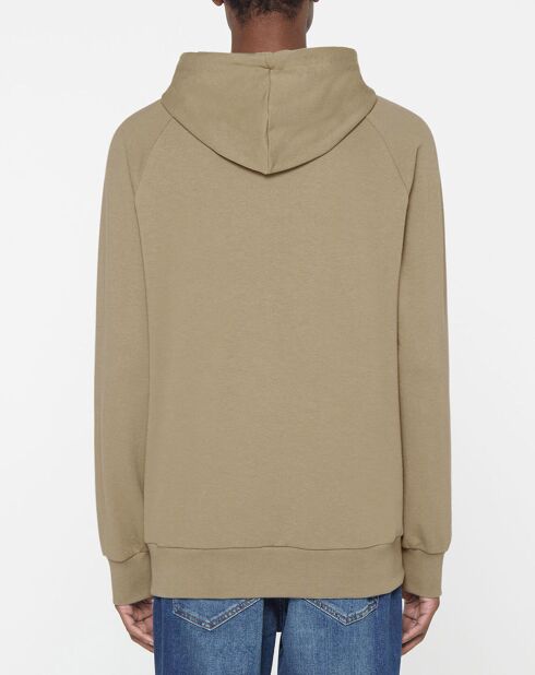 Sweat à capuche en Coton mélangé logo kaki clair