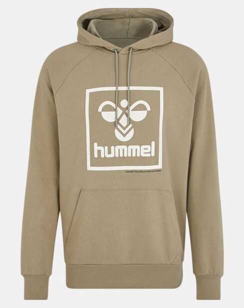 Sweat à capuche en Coton mélangé logo kaki clair