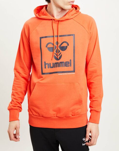 Sweat à capuche en Coton mélangé logo orange