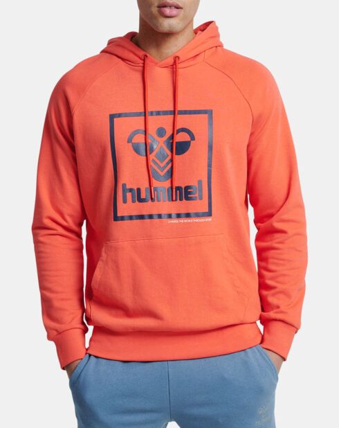 Sweat à capuche en Coton mélangé logo orange