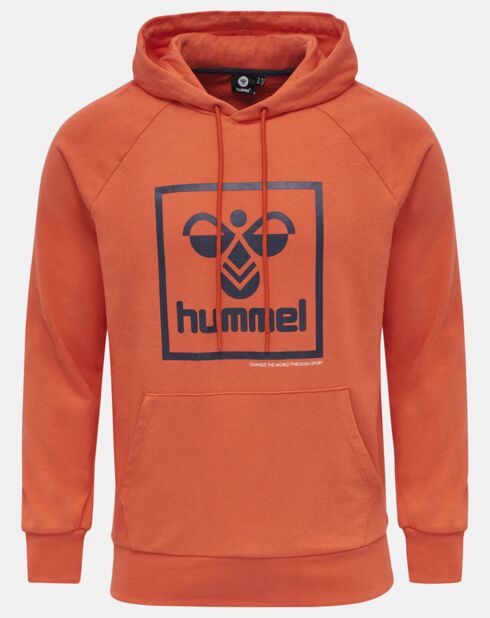 Sudadera con capucha en mezcla de algodón con logo naranja