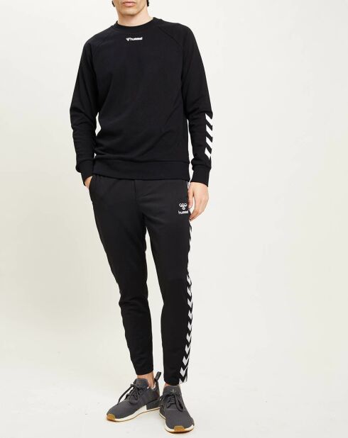 Sweat Crewneck en Coton mélangé uni noir