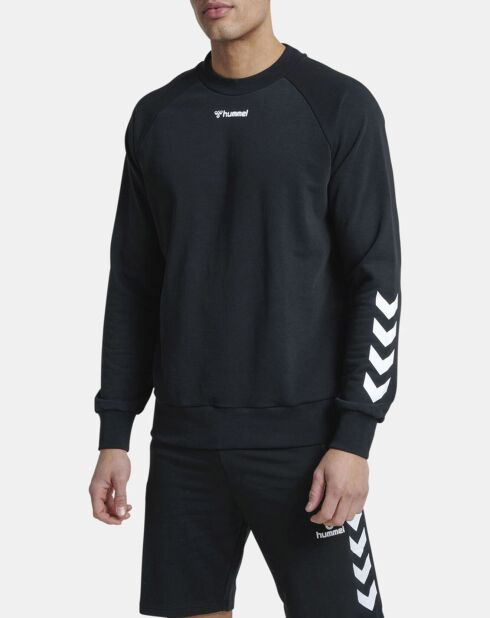 Sweat Crewneck en Coton mélangé uni noir