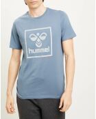T-Shirt en Coton organique à gros logo bleu