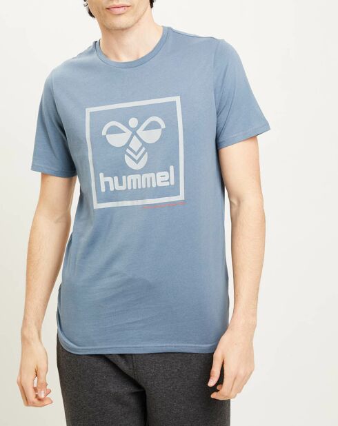 T-Shirt en Coton organique à gros logo bleu