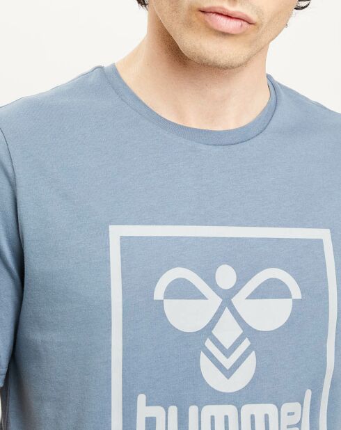 T-Shirt en Coton organique à gros logo bleu
