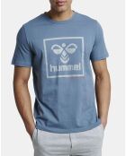 T-Shirt en Coton organique à gros logo bleu