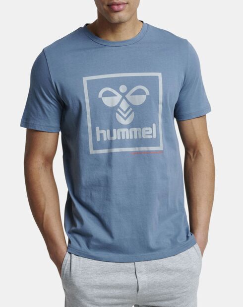 T-Shirt en Coton organique à gros logo bleu