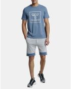 T-Shirt en Coton organique à gros logo bleu