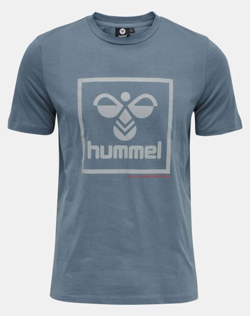 T-Shirt en Coton organique à gros logo bleu