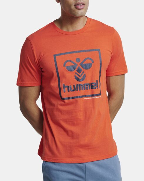 T-Shirt en Coton organique à gros logo orange